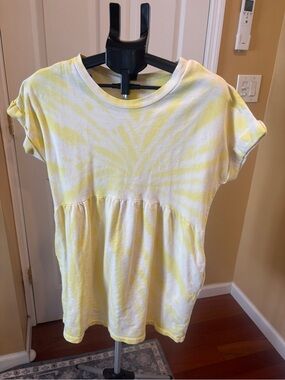 wild fable Yellow Tie-Dye Short Sleeve Babydoll Tunic